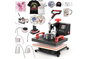 CREWORKS 8 IN1 Pressa a Caldo 30 X 25CM Pressa di Calore Macchina per Sublimazione Digitale Oscillante 360 Gradi con Controllo Digitale Termopressa per Magliette, Cappelli, Borse, Piatto, Tazza