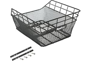FastRider Cestino per Bicicletta Posteriore e Anteriore, Cestino Bicicletta in Filo Metallico per Zaino Scuola o Borsa della Spesa, Fissaggio Incluso, Idrorepellente, Nero