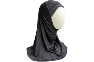 Yaqeen Girls instant headscarf hijab al Amira with glitter borde, readymade pull on scarf, ideal for any occassion school/nursery