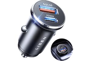 LISEN Cigarette Lighter USB Charger 69W [All Metal&Smallest] Car Phone Charger Adapter Car Charger Fast Charge USB C 12V USB Socket for iPhone 17 16 Pro Max Samsung Galaxy S25 iPad Pro