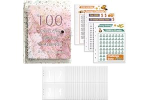 XIRUIUBAO Risparmia Denaro Challenge, 100 Envelope Challenge per Risparmio Soldi, Raccoglitore ad 6 Anelli Budget Binder con 3 Sfide di Risparmio, A5 Budget Planner (Rosa)