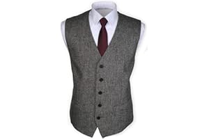 RUTH&BOAZ 2Pockets 5Buttons Wool Herringbone/Tweed Suit Waistcoat
