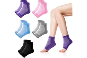 LUCOMB 5 Paar Gel Fersensocken, Zehenlose Feuchtigkeitsspendende Socken mit Gelfutter, Weich Belüftet Fersenschoner für trockene rissige Hornhaut Füße Pflege Fersenschmerzen