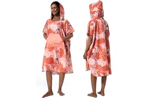 Winthome Poncho Surf Asciugatura Rapida, Accappatoio Poncho Aiuto Cambio Spiaggia, con Tasca e Cappuccio, Accappatoio Uomo Donna Microfibra per Nuoto, Surf, Spiagge, Doccia, Viaggio (Rosa, M)