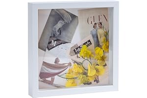 Muzilife 3D Bilderrahmen zum Befüllen 20x20 cm-Tiefer Rahmen Weiß, Holz Objektrahmen Shadow Box mit Glasscheibe, Perfekt zum Basteln und als Geschenk für Familie Freunde usw.