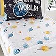 Bedlam - Universe Outer Space Bed Sheets - Single Fitted Sheet (190 x 90 x 25cm) - Galaxies & Planets Bedding for Boys - Space Bedroom Accessories - Outer Space Collection, Black