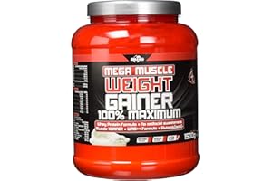 BODYWORLDGROUP BWG Mega Muscle Weight Gainer 100% Maximum, Muscle Line, Mega Vanilla, Dose mit Dosierlöffel, 1er Pack (1 x 1500g)