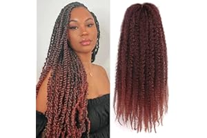XIIMENALU Marley Twist Warkocze Afro Kinky Curly Cuban Twist Marley Twists Warkocze Plecione Syntetyczne Senegalskie Twisty Warkocze Plecione Przedłużki do Włosów dla Kobiet (T350#, 56 cm/6 paczek)
