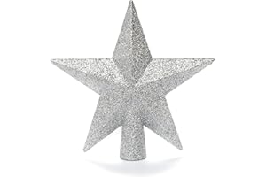 Heitmann Deco Weihnachtsbaum-Spitze aus Kunststoff - moderner Christbaumstern für Baumspitze - Silber mit Glitzer