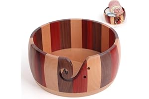 Coopay Super Large Yarn Bowl for Crocheting, 21x21x10cm Colorful Wooden Yarn Bowl for Knitting and Crochet, Crafted Large Wool Bowl with Holes for Yarn Storage, Wooden Crochet Yarn Holder Wool Keeper