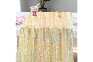 LUPATDY Tischläufer 63X300CM, Dekorative Tischbänder & Servietten, Meerjungfrau Pailletten Deko, Tischläufer Papier für Party Deko,Taufe, Kommunion, Konfirmation Hochzeit Deko, Champagnergold