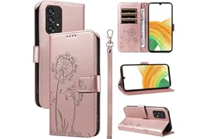 Bravoday Handyhülle für Samsung Galaxy A33 5G Hülle, Premium PU Lederhülle Klappbar Tasche Klapphülle mit Magnet Kartenfach Standfunktion Schutzhülle für Galaxy A33 5G, Roségold