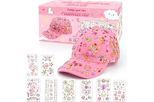 YOUERLS Gifts for Girls 4 5 6 7 8 9 10 11 12 Year Old Decorate Your Own Baseball Cap, Art and Crafts for Girls with Glitter Gem Unicorn Stickers, Back to School Birthday Present Girls Age 4-12