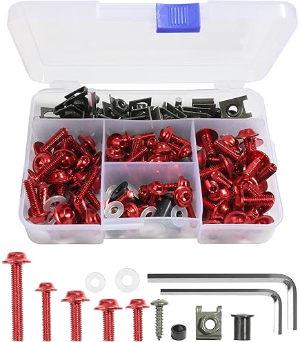 Kit Bulloni Carenatura Moto 198 Pezzi - Viti M5 M6 Colorate Per Carrozzeria, Universali - Foto 7
