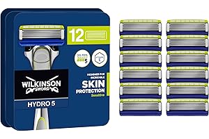 Wilkinson Sword Hydro 5 Skin Protection Sensitive (compatible avec les boîtes aux lettres), 12 lames de rasoir