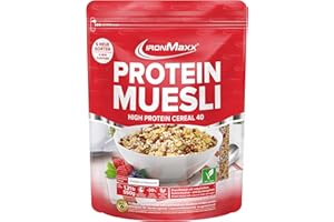 IronMaxx Proteine Muesli Cookies et Chocolat 550g | Muesli Vegan aux protéines de soja | Céréales protéinées -30% sucres | Riche en Fibres & Protéines Végétales | Idéal pour un petit-déjeuner Sain