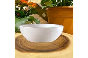 VINGARDIUM LEVIOSA Handgeschnitzte runde Selenit-Schale Kristall-Lade & Reinigungsschale Dekorative Schale Schmuckschale Selenit-Kristall polierte Schale Heilender Edelstein Stilvolles Dekor Spirituelles Geschenk (20cm)
