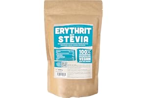 ‎NOSUGARSUGAR Erythrit + Stevia natürlicher Zuckerersatz ohne Kalorien 1:1 Süße gegenüber Zucker, ohne Eigengeschmack, gesunde Alternative zum Kochen, Backen, Süßen (1 kg Doypack)