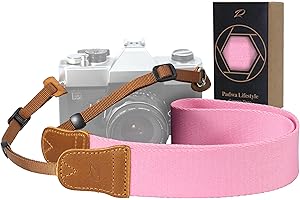 Padwa Lifestyle Correa para cámara - 1.5" de ancho Crazy Horse Cowhide Head Camera Straps,Correas ajustables de algodón tejido para fotógrafos y todas las cámaras DSLR (Rosa)