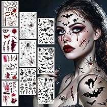 Lot De 22 Feuilles De Tatouages Pour Halloween Tatouages Zombies Faux
