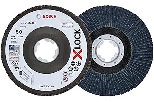 BOSCH ACCESSORIES Bosch Professional 260925C114 Disco de láminas X-LOCK, diámetro 115 mm, grano K80, diámetro de orificio diámetro 22,23 mm, acodado, accesorio de amoladora angular, 80