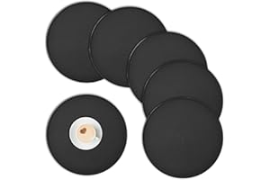 Oinvs Round Placemats Set of 6, Black 34cm Round Leather Christmas Placemats Waterproof Place Mats, Non-Slip Washable Table Mats Suitable for Indoor Outdoor Dining Table Restaurant