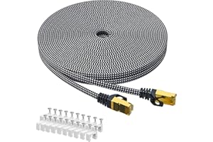 ARISKEEN Cat 8 Cable Ethernet 7M, Cat8 Cable Trenzado Plano de Alta Velocidad(40Gbps 2000Mhz/s) Gigabit Rj45 STP Red de Internet Blindada Cable de Conexión Lan para,Módem,Enrutador,Computadora,PC