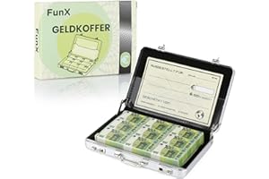 FunX Geldgeschenk Geldkoffer mit Grußkarte - Geschenkbox für Gutscheine zur Hochzeit, Jugendweihe oder Geburtstag - 10 x 7 cm