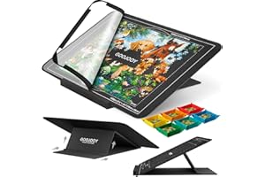 GOOJOOY Tablero de Rompecabezas de 1000 Piezas con 6 Bandejas de clasificación y Cubierta, Mesa de Rompecabezas de Fieltro Ligera y portátil con Soportes Integrados para ajustes de ángulo