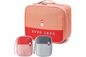 Tcdwla Botiquin de Primeros Auxilios,3 Piezas Botiquin Vacio,(1+2) Bolsa de Botiquin Viaje Portátil de Tela Oxford Impermeable, para la Escuela, Viajes, Camping, Senderismo (Rojo + Gris)