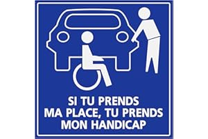 Supstick Autocollants Stickers Handicapé - Personne à mobilité réduite si tu Prends ma Place, Prends Aussi Mon Handicap 5x5cm
