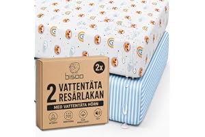 Bisoo Magic Sheet 60x120 1 Lejon + 1 Blå Ränder Dra-på-lakan för Spjälsäng