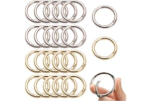 Bofanze 20 Pcs Mousqueton Rond 40mm, Robuste Mousqueton Rond Sac A Main, Gros Boucle à Ressort Ronde, Epaisseur du Fil 4mm, Alliage De Zinc Snap Ressort Anneau Boucle pour Sacs Porte-clés (Or Argent)