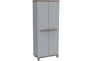 Terry, C-Rattan 3680, 2-drzwiowa szafa z przegrodą pionową i 3 półkami – 68 x 39 x 170 cm