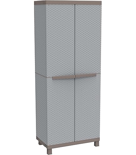 Armadio Da Esterno/Interno Jwood 268 - 2 Ante, 3 Ripiani Regolabili, Effetto Legno, 68x37.5x170 Cm