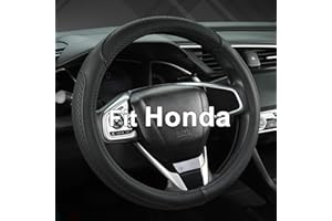 GIANT PANDA Funda de Cuero para Volante de Coche Honda Accord, Civic, CR-V, HR-V, Pilot, Jazz (Negro-M)