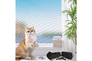 PLAPOT Rete Protettiva per gatti 3x6m Rete Protettiva Rinforzata per Animali in Balconi Essere Tagliata e Resistente ai Morsi Rete per Gatti con tasselli Ganci Corda per terrazzo Finestra e Giardino