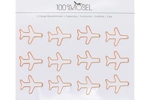 100% Mosel Graffette Oro Rosa/Metallizzato, 12 Pezzi, Graffette di Carta Motivo Aereo (3,6 x 3 cm)