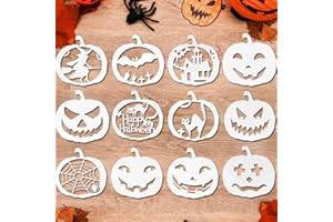 HOWAF 12 Stück Wiederverwendbarer Kunststoff Halloween Schablonen Zeichnung Malerei Set für Halloween kürbis schnitz schnitzen Sprühen Holz Glasfenster Halloween Dekoration
