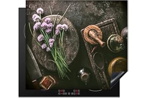 KitchenYeah© Protection Plaque Induction 58x51 cm Protege Deco Cuisine Cache Protège De Cuisson Accessoire Épices - Industriel - Nature morte