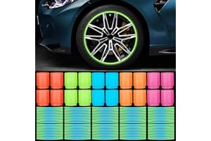 Zeuwets 20 Pezzi Cappucci Valvole Universali per Pneumatici per Auto, 20 Pezzi Adesivi Catarifrangenti, Tappi Valvole Fluorescenti, Tappini Gomme Auto Luminosi, Copri Stelo Valvola per Auto Moto Bici