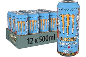 ‎MONSTER Monster Energy Mango Loco - koffeinhaltiger Energy Drink mit tropischem Fruchtgeschmack aus Mango, Guave und Ananas - in praktischen Einweg Dosen (12 x 500 ml)