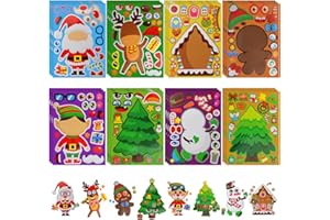 Coicok 64 Fogli Adesivi Natalizi Bambini, Gli Natalizi Fai-da-te Adesivi Decorativi Giochi di Natale Gadget Natale Bambini per Feste in Famiglia