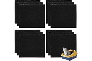 SUGHUG Filtro Lettiera Gatto Carbone Attivo,12 Pezzi Filtri di Ricambio per Lettiera per Gatti a Forma Quadrata,Filtri Lettiera Gatto Antiodore,Spugna Filtro Carboni Attivi Spugna(11.5 * 10.5 * 0.5cm)