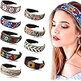Geosar 9 Pack Boho Headband Embroidery Headband for Women Bohemia Handmade Wide Headbands Vintage Ethnic Style Hair Bands Hair Turban Floral Embroidered Headband for Girls Hair Accessories, 9 Styles
