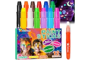 nsxsu Kids Face Paint Sticks 12 Colors, Washable Face Paint Pens for Children, Body Paint Crayons for Birthday Party, Mess Free Girls Boys Facepaint Kit, Stocking Fillers Stuffers