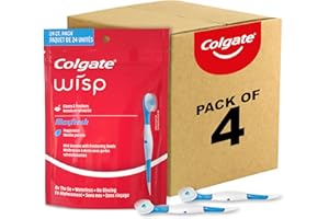 Colgate Max Fresh Wisp - Lot de 24 mini brosses à dents jetables - Menthe poivrée - Pack de 4