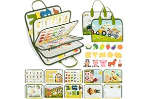 ALMAXI Español Busy Board Juguetes Montessori,10 en 1 Granja Tablero Sensorial Montessori,Motricidad Fina Juguetes Niños 1 2 3 4 Años,Juegos Educativos de Aprendizaje,Regalos Niños Niñas Cumpleaños Navidad