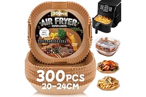 COZOR 300 szt. Kwadratowy papier do frytkownicy powietrznej 5-7 l, 20-24 cm, nieprzywierający jednorazowy papier do kuchenki mikrofalowej, idealny do COSORI Cecotec 5,5 6L