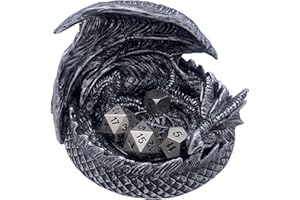 The Grinning Gargoyle Gárgola Sonriente - Dragon DND Dice Jail Guardian de 14 cm en Plata - Soporte de Dados Juegos de rol - Bandeja de Dados Accesorios para Juegos de Mesa - Decoración